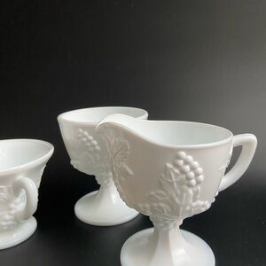 Vintage Indiana Colony Harvest Grape Pattern Milk Glass Creamer, sugar or candy